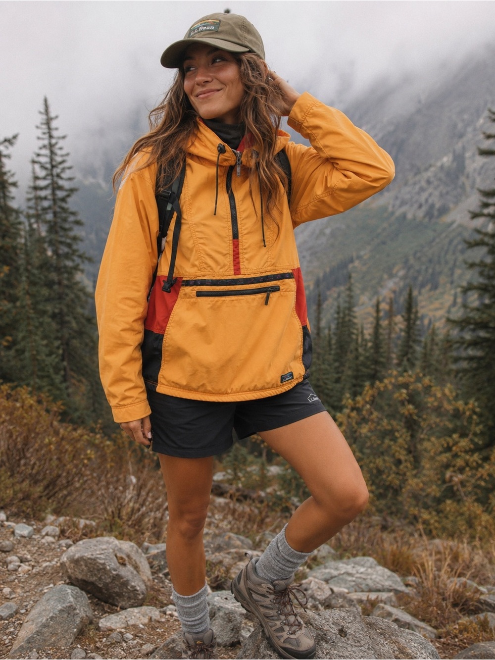 Vintage L.L. Bean Unisex Mustard Yellow Windbreaker Anorak Jacket